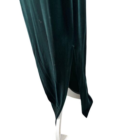 Vince Camuto Green Velvet Gown 10 Christmas Holiday Side-slit Cowl Neck Side Zip - Picture 4 of 8